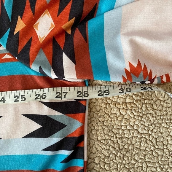 Aztec Geometric Western Cowgirlcore V-Neck Print Cardigan Duster, Large- Xl - Picture 8 of 9